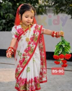 বেবি রেডি হাফ সিল্ক প্রিন্ট শাড়ি (Code : 90)