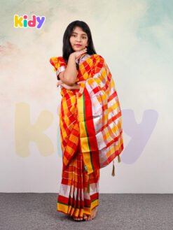 বেবি রেডি চেক সিল্ক শাড়ি । ( code 42 )
