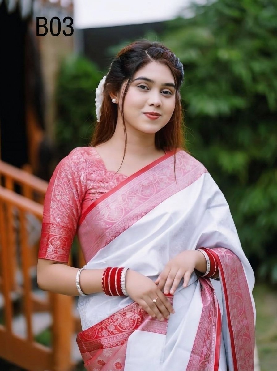 Code-B03 কাঞ্জিভরম কাতান শাড়ি ব্লাউজ পিসসহ