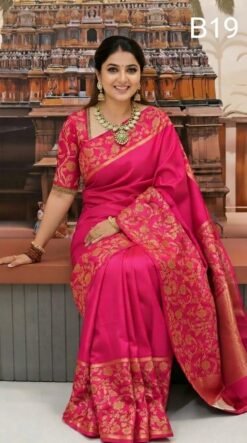 Code-B19 কাঞ্জিভরম কাতান শাড়ি ব্লাউজ পিসসহ