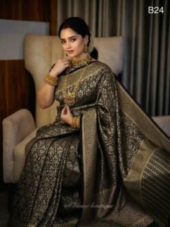 Code-B24 কাঞ্জিভরম কাতান শাড়ি ব্লাউজ পিসসহ