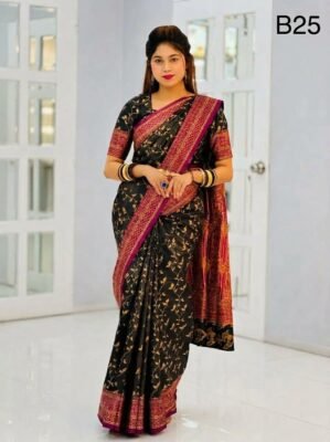 Code-B25 কাঞ্জিভরম কাতান শাড়ি ব্লাউজ পিসসহ