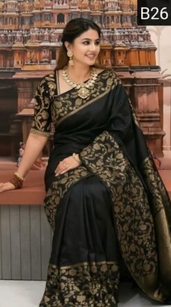 Code-B26 কাঞ্জিভরম কাতান শাড়ি ব্লাউজ পিসসহ