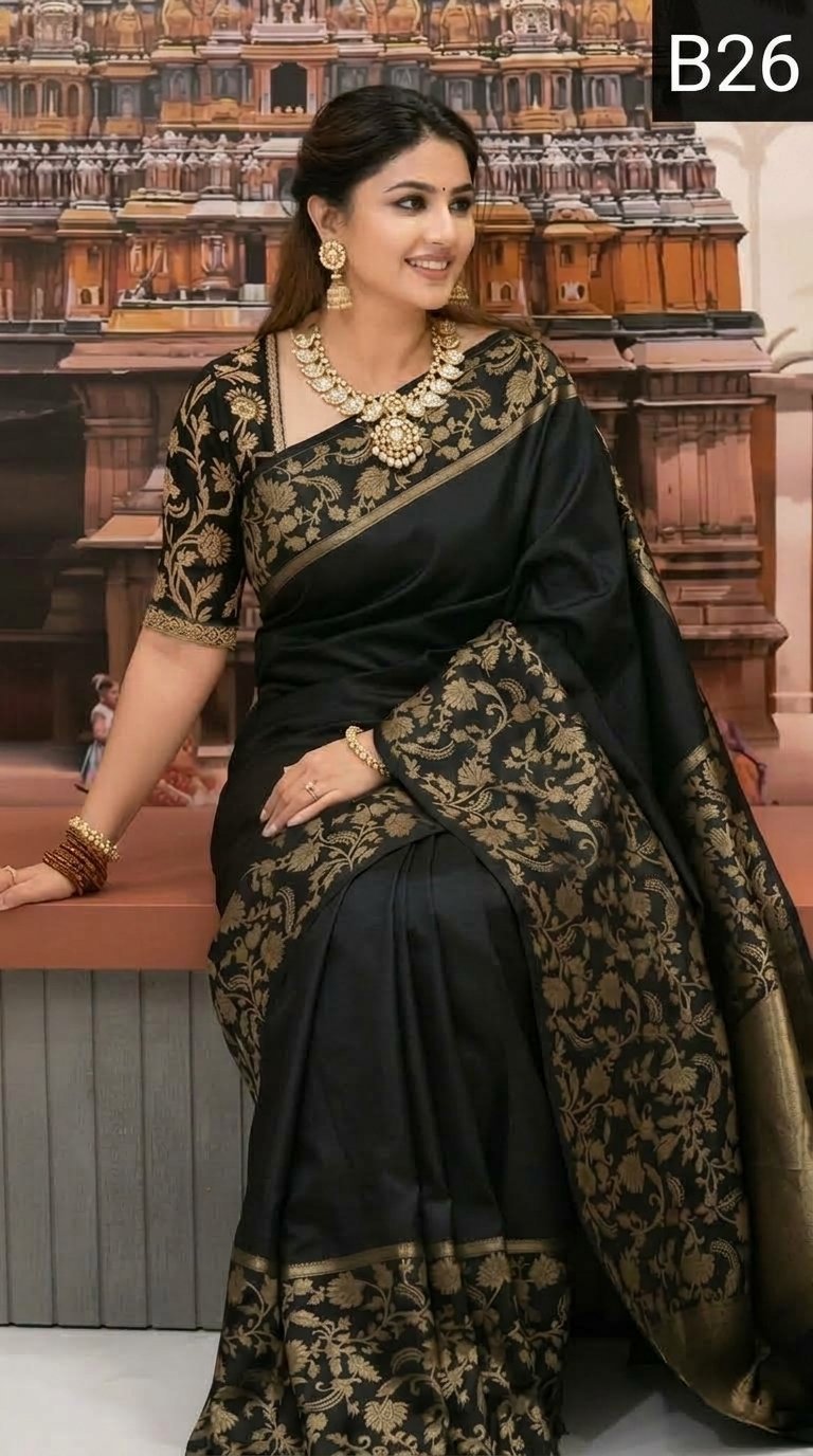 Code-B26 কাঞ্জিভরম কাতান শাড়ি ব্লাউজ পিসসহ